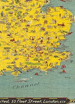 19世紀 イギリスとウェールズの古地図　ガラス額縁　木製フレーム付き Amazon | 1935 イギリスとウェールズの地図 | 1000ピース 大人用